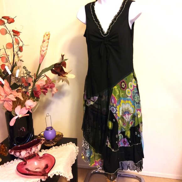 NWT DOLCEZZA Women's Unique Designed Quality Black Summer Maxi Dress Size S 6 - Picture 7 of 9